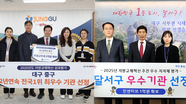 대구 중구·달서구, 지방 규제 혁신 우수 기관 선정