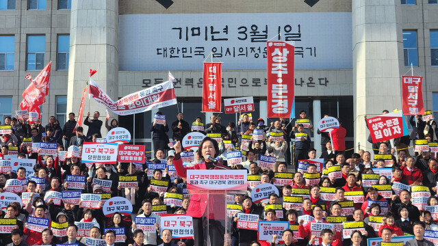 대구·경북 국민의힘, 국회 앞에서 통합 특별법 통과 촉구 규탄대회 열어
