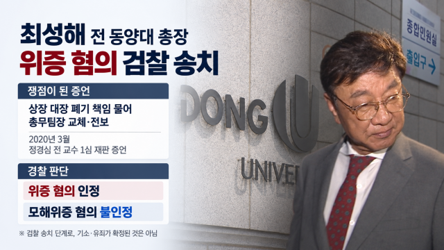'정경심 재판에서 위증 혐의' 최성해 전 동양대 총장 검찰행···고의로 위증했다는 '모해위증' 혐의는 적용 안 돼
