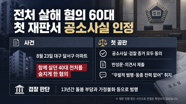 13년 돌봄 끝 전처 살인 60대···첫 재판서 "범행 모두 인정"
