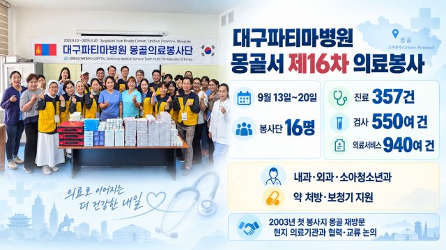 대구파티마병원, 몽골서 제16차 해외의료봉사활동