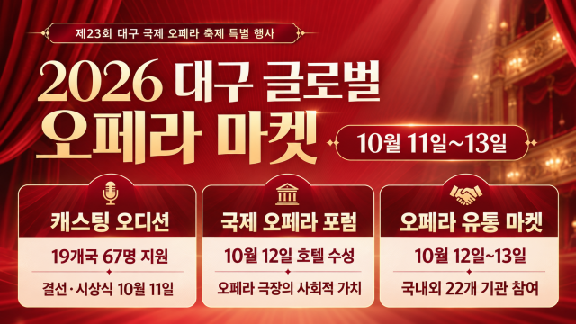 '2026 대구 글로벌 오페라 마켓' 10월 11일~13일 개최