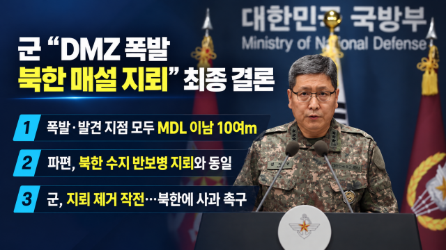 군 "DMZ 폭발, 북한이 군사분계선 이남에 매설한 지뢰 때문···진심 어린 사과·지뢰 즉시 제거 촉구"