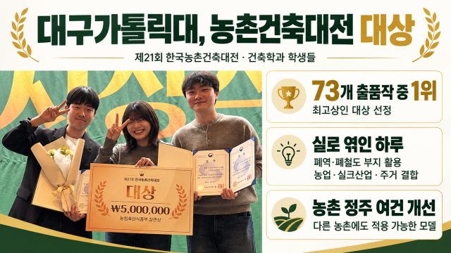 대구가톨릭대 건축학과, '한국 농촌 건축 대전' 대상 수상