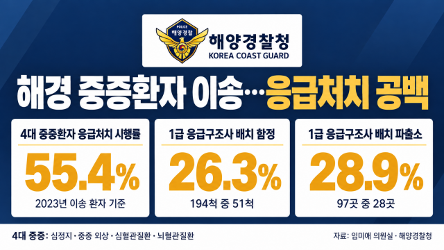 해상 중증 응급환자 절반 가까이 응급처치 못 받아···"전문 인력 부족 탓"