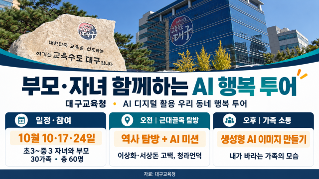 대구교육청, 부모·자녀 동행 'AI 활용 우리동네 행복 투어' 운영