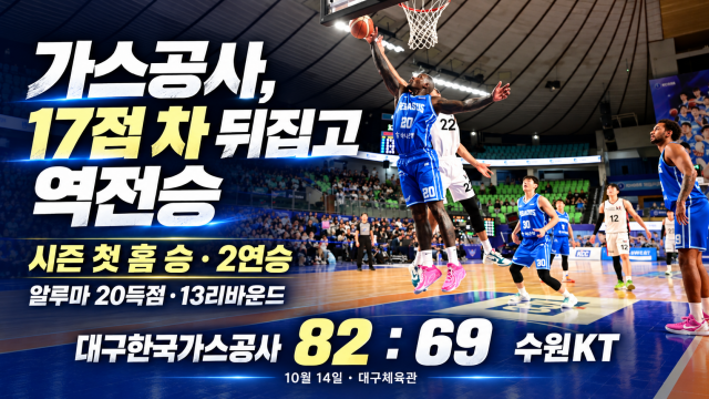 '홈 첫 승, 첫 연승' 한국가스공사···빛나는 외인 조합 '라건아+알루마'