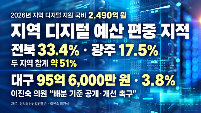 "지역 디지털 예산 광주·전북에 51% 집중···대구는 3.8%"