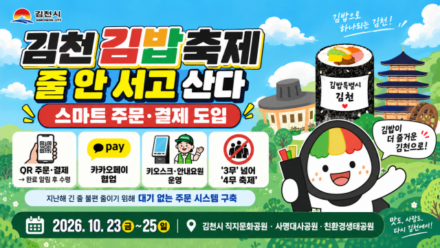 "줄 안 서고 김밥 산다"···경북 김천시, 김밥축제에서 온라인 주문·결제 시스템 구축